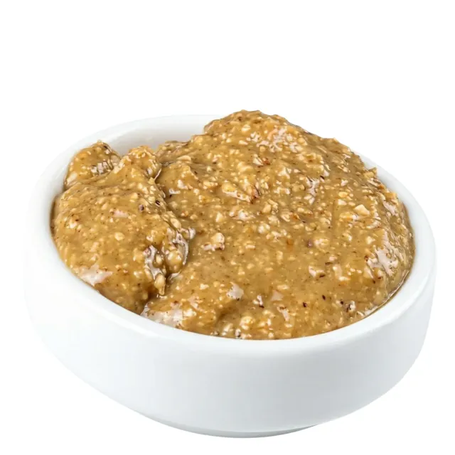 Hazelnut butter in a white bowl